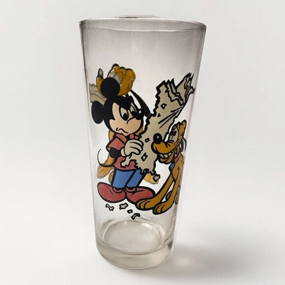 Vintage Pepsi Mickey and Pluto Walt Disney Productions 1978 Glass Happy Birthday - Picture 1 of 6